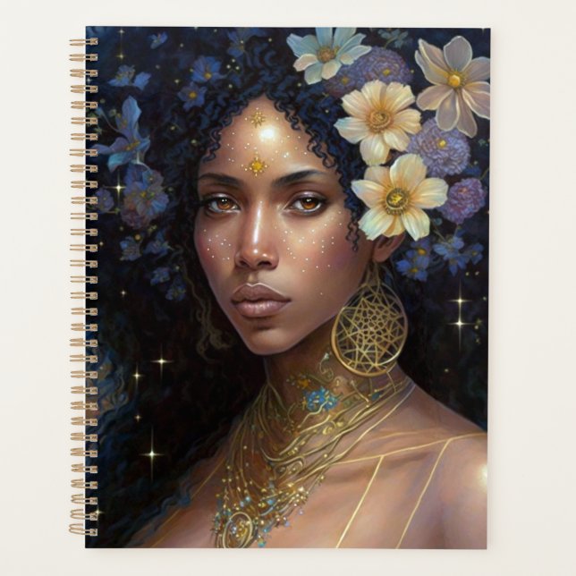 African American Black Goddess Queen Fantasy Art Planner (Front)
