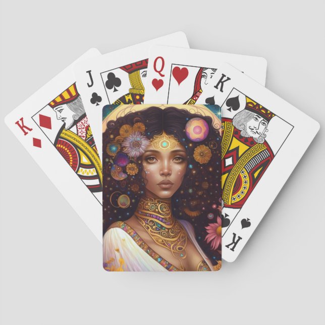 African American Black Goddess Queen Fantasy Art Playing Cards (Back)