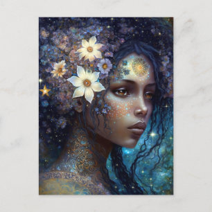 African American Black Goddess Queen Fantasy Art Postcard