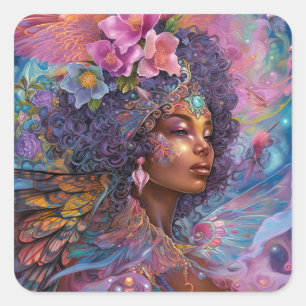 African American Black Goddess Queen Fantasy Art S Square Sticker