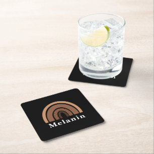 African American Black History Month Melanin Square Paper Coaster