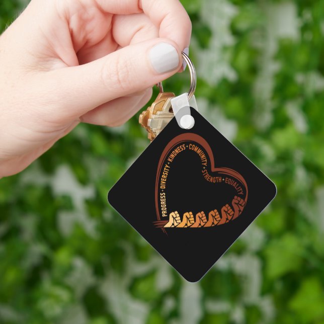 African American Black History Month Valentine Key Ring (Hand)