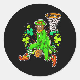 African American Black Leprechaun Bysketbyll St Pa Classic Round Sticker