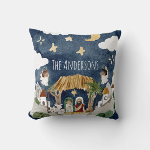 African American Black Nativity Christmas Cushion