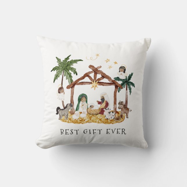 African American Black Nativity Christmas Cushion (Front)