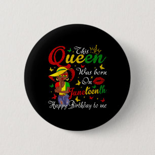 African American Black Queen Happy Birthday Junete 6 Cm Round Badge