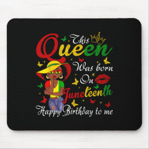 African American Black Queen Happy Birthday Junete Mouse Pad