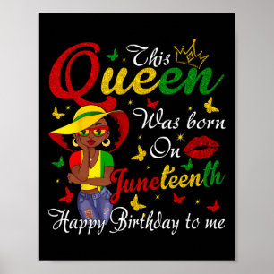 African American Black Queen Happy Birthday Junete Poster