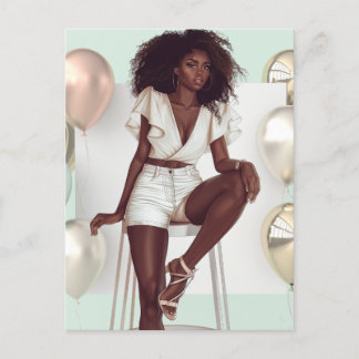 African American Black Queen Melanin Sista Shopp Holiday Postcard
