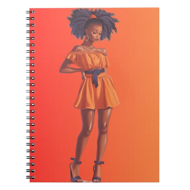 African American Black Queen Melanin Sista Shopp Notebook (Front)