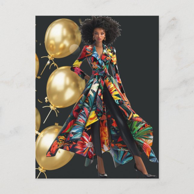 African American Black Queen Melanin Sista Shopp Postcard (Front)