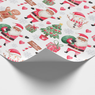 African American Black Santa Christmas Wrapping Paper