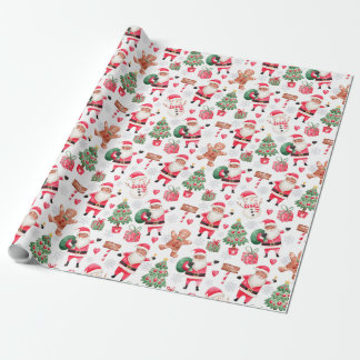 African American Black Santa Christmas  Wrapping Paper