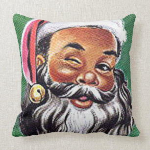 African American Black Santa Claus Christmas Cushion