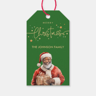 African American Black Santa Claus Christmas Gift Tags