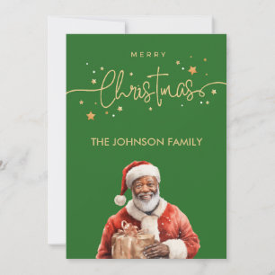 African American Black Santa Claus Christmas Holiday Card