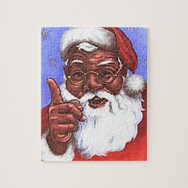 African American Black Santa Claus Christmas Jigsaw Puzzle (Vertical)