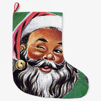 African American Black Santa Claus Christmas Large Christmas Stocking
