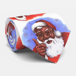 African American Black Santa Claus Christmas Tie