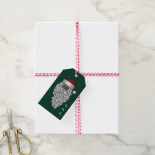 African American Black Santa  Green Christmas  Gift Tags