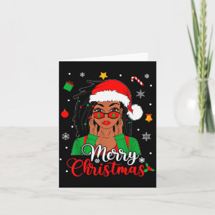 African American Black Woman Loc'd Girl Merry Chri Card