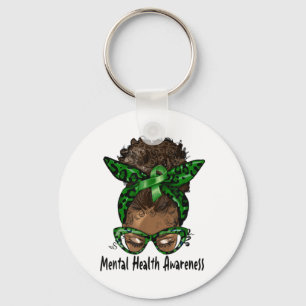 African American Black Woman Mental Health Awarene Key Ring