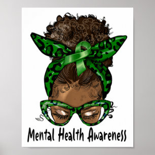African American Black Woman Mental Health Awarene Poster