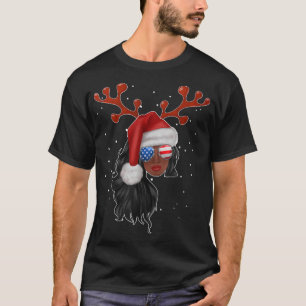 African American Black Women Santa Claus Sunglasse T-Shirt