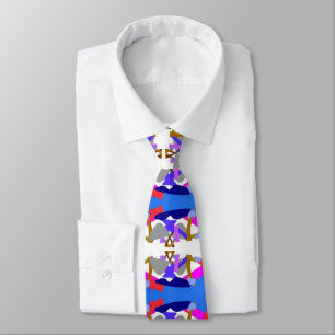 African American blue and white Tie