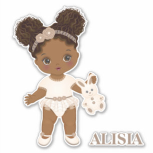 African American Boho Baby Girl Vinyl Sticker