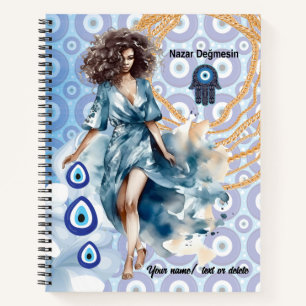 African American Boss lady, Evil eye Notebook