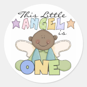 African American Boy 1st Birthday Tshirts Classic Round Sticker