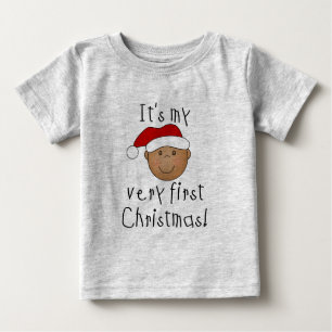 African American Boy 1st Christmas Baby T-Shirt