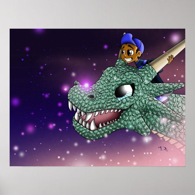 African American Boy and Dragon Poster (Front)
