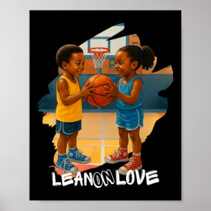 African American Boy And Girl Playful Sketll Poster