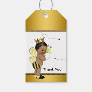 African American Boy Bee Baby Shower Thank You Gift Tags