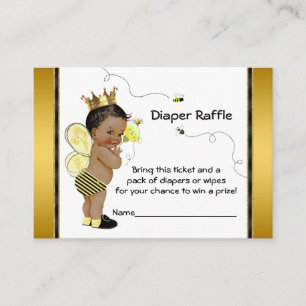 African American Boy Bee Diaper Raffle Ticket Enclosure Card