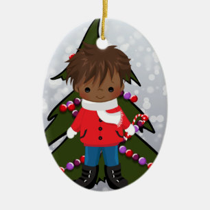African American Boy Christmas Ornament