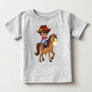 African American Boy, Cowboy, Sheriff, Horse Baby T-Shirt