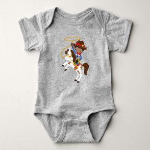 African American Boy, Cowboy, Sheriff, Lasso Baby Bodysuit