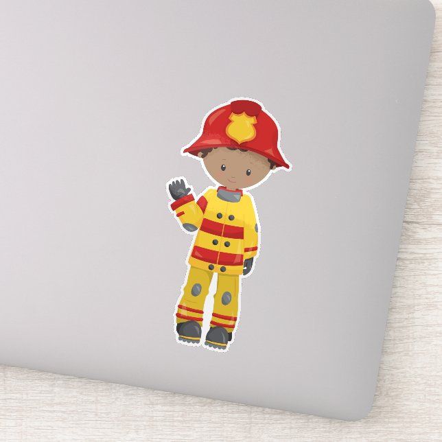 African American Boy, Fireman, Firefighter, Helmet (Detail)