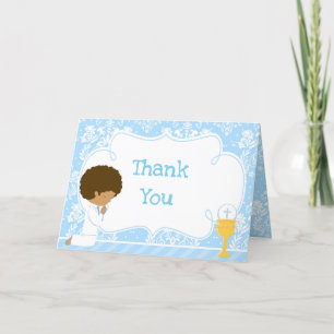 African American Boy First Communion  'Thank You' Thank You Card