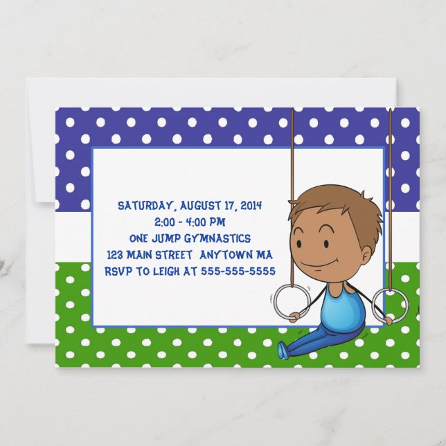 African American Boy Gymnastic Birthday Invitation (Front)