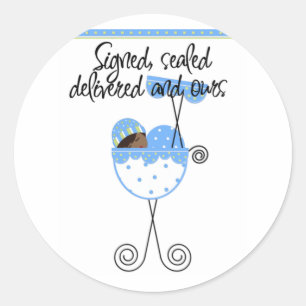 African American Boy in Carriage Cards Classic Round Sticker