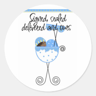 African American Boy in Carriage Cards Classic Round Sticker