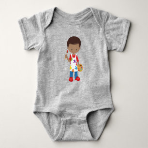 African American Boy, Painter, Paint Artist, Brush Baby Bodysuit