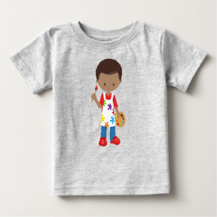 African American Boy, Painter, Paint Artist, Brush Baby T-Shirt