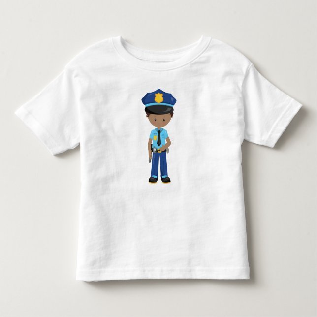 African American Boy, Policeman, Police Officer Toddler T-Shirt (Front)