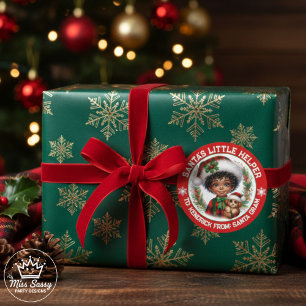 African American Boy & Puppy Christmas Classic Round Sticker