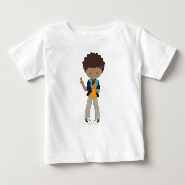 African American Boy, Rock Boy, Band Singer, Music Baby T-Shirt (Front)